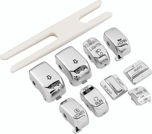 Bikers Choice 96-16 FLHT/FLHR 06-16 FLHX Chrome Switch Cap Kit W/Cruise Control H-D 71816-09