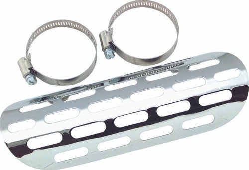 Bikers Choice Chrome Perforated Heat Shield Fits 1-3/4 to 2 Inch Pipe Custom