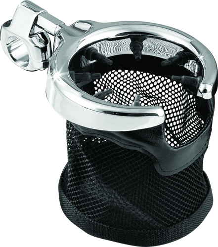 Kuryakyn Drink Holder with Mesh Basket 1 inch Clamp Chrome