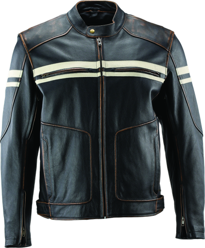 Kuryakyn Leather By River Road Hoodlum Vintage Leather Jacket Black - 3XL