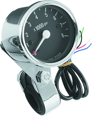Bikers Choice Big Twin & XL Electronic Mini Tachometer 8000 RPM Black Face 2 1/2 Inch