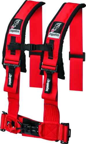 DragonFire Racing Harness- H-Style- 4-Point- 3in Buckle- Red