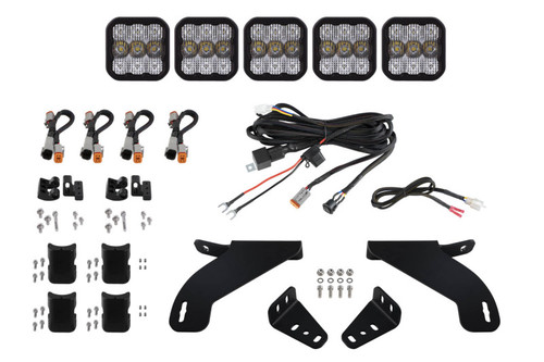 Diode Dynamics 21-22 Ford F-150 SS5 Grille CrossLink Lightbar Kit - Sport - White Combo