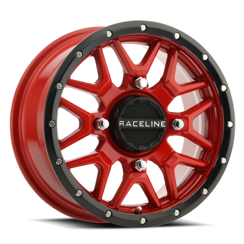 Raceline A94R Krank 14x7in / 4x137 BP / 38mm Offset / 110.18mm Bore - Red & Black Lip Wheel