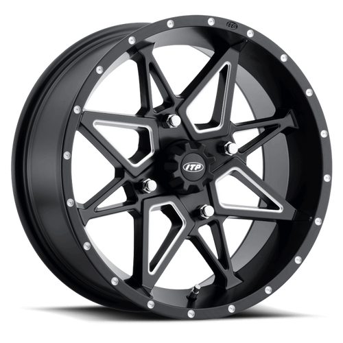 ITP Tornado 14X7 / 4x136 BP / 5+2 Offset Matte Black w/ Milled Accents Wheel