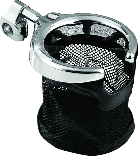 Kuryakyn Drink Holder with Mesh Basket 1-1/4 inch Clamp Chrome