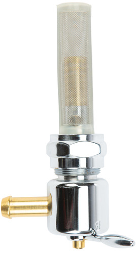 Round Petcock 22mm Bung Left Spigot Chrome