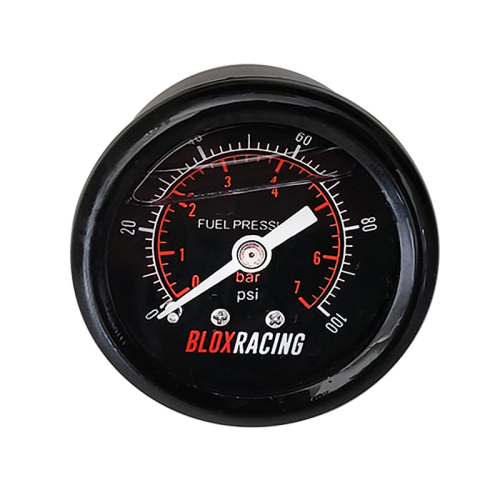 BLOX Racing Liquid-Filled Fuel Pressure Gauge 0-100psi (Black Face)