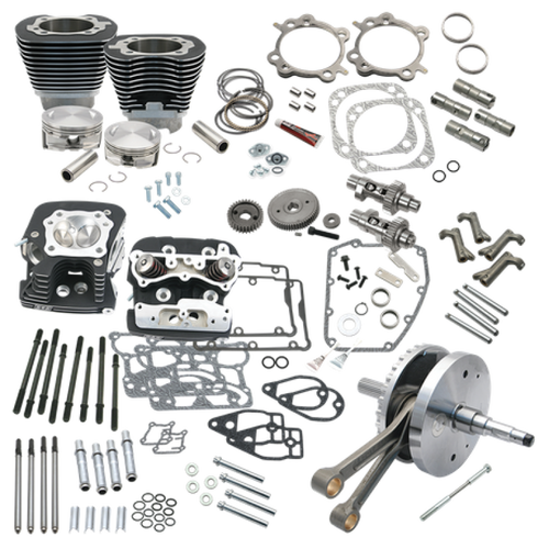 S&S Cycle 07-17 BT 124in Hot Set Up Kit - Wrinkle Black