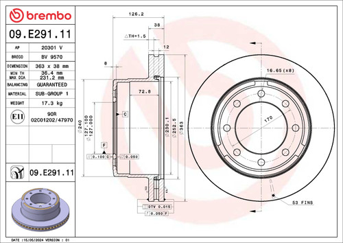 Brembo 16-17 Volvo XC60 Front UV Coated Rotor