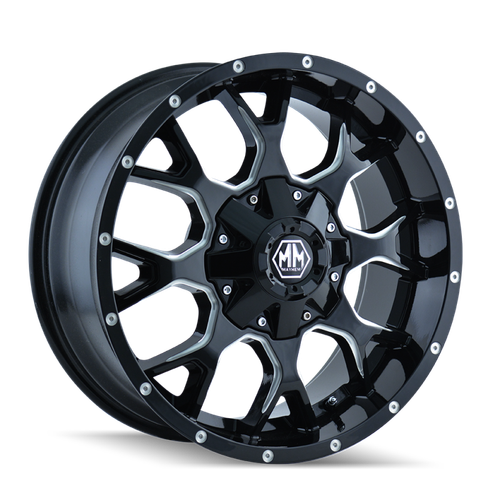 Mayhem 8015 Warrior 18x9 / 5x150 BP / -12mm Offset / 110mm Hub Black w/ Milled Spokes Wheel