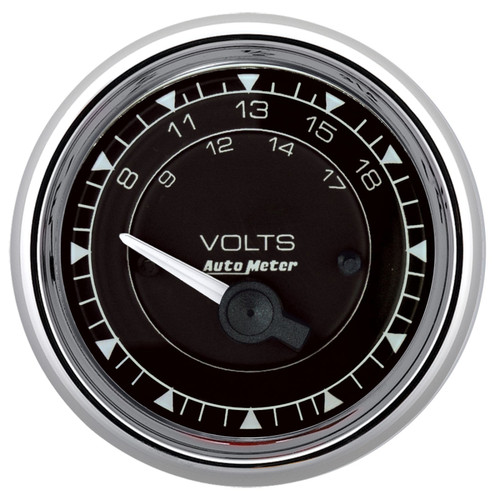 AutoMeter Chrono 2-1/16in 18V Electric Voltmeter Gauge - Chrome