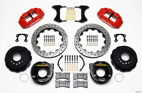 Wilwood Narrow Superlite 4R Rear P-Brk Kit 12.88in Drilled Red Small Ford 2.66in Offset