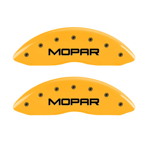MGP 4 Caliper Covers Engraved Front & Rear Mopar Yellow Finish Black Char 2005 Chrysler 300