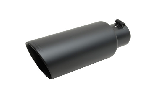 Gibson Round Dual Wall Slash-Cut Tip - 5in OD/4in Inlet/12in Length - Black Ceramic