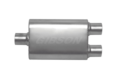 Gibson CFT Superflow Center/Dual Oval Muffler - 4x9x13in/2.25in Inlet/2.25in Outlet - Stainless