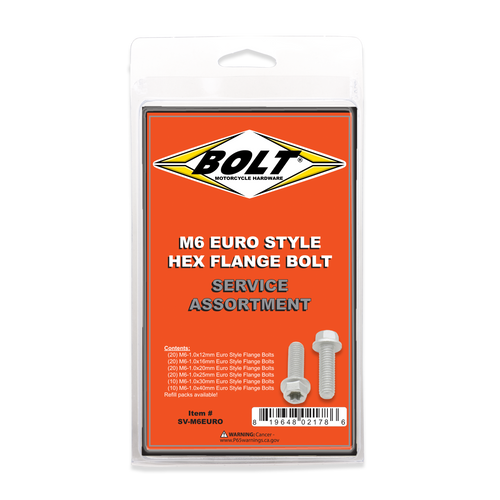 M6 Euro Torx Flange Bolt Assortment 100 Piece Kit