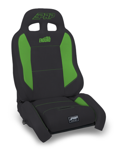 PRP EnduroCrawl Reclining Suspension Seat - Black/Green Vinyl - Driver