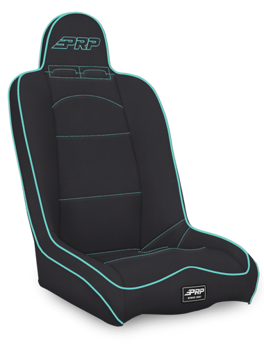 PRP Daily Driver High Back Suspension Seat- Black/Teal Vinyl