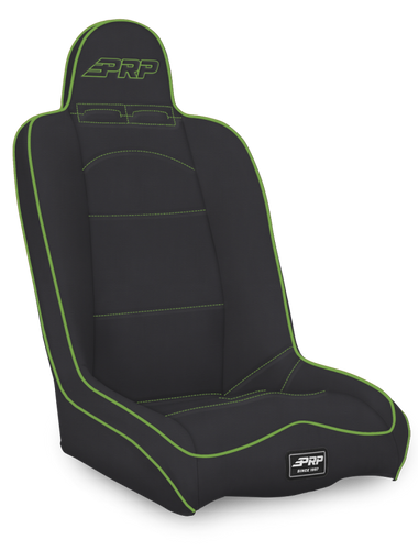 PRP Daily Driver High Back Suspension Seat- Black/Green Vinyl