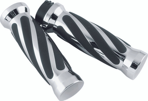 Bikers Choice 81-17 XL & Big Twin Dual Cable Chrome & Black Twisted Grips Pr