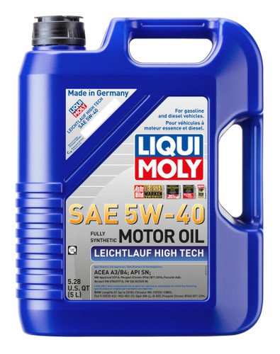 LIQUI MOLY 5L Leichtlauf (Low Friction) High Tech Motor Oil SAE 5W40