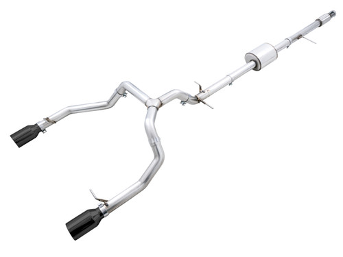 AWE Tuning 4th Gen GM 1500 5.3L 0FG Cat-Back Split Rear Exit (Flat Bumper) - Dual Diamond Tips