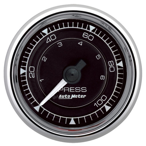 Autometer Chrono 2-1/16in 100PSI Mechanical Pressure Gauge - Chrome