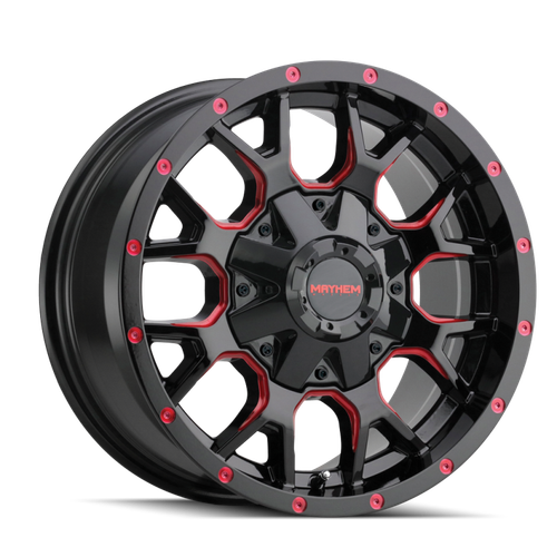 Mayhem 8015 Warrior 17x9 / 5x127 BP / -12mm Offset / 87mm Hub Black w/ Prism Red Wheel