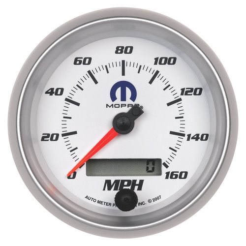 AutoMeter Gauge Speedometer 3-3/8in. 160MPH Elec. Programmable White Mopar