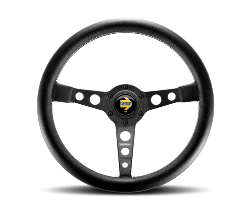 Momo Prototipo Steering Wheel 350 mm - Black Leather/Wht Stitch/Black Spokes