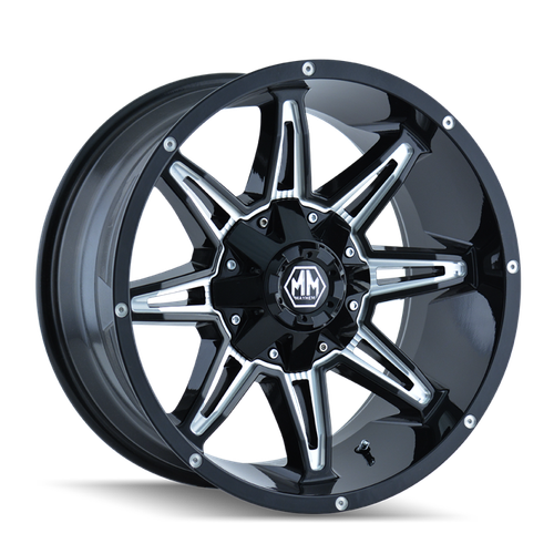 Mayhem 8090 Rampage 17x9 / 6x135 BP / 18mm Offset / 106mm Hub Black w/ Milled Spokes Wheel