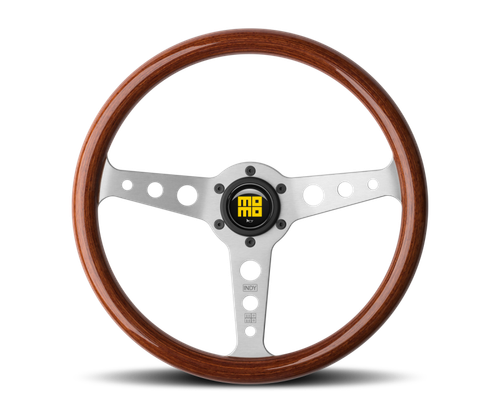 Momo Indy Steering Wheel 350 mm - Mahogany Wood/Brushed Spokes