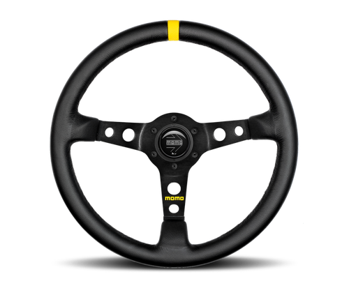 Momo MOD07 Steering Wheel 350 mm - Black Leather/Black Spokes/1 Stripe
