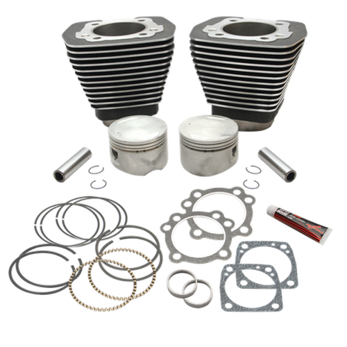 S&S Cylinder 84-99 BT w/Super Stock Cylinder Heads 89in 3 1/2in Bore Cylinder & Piston Kit - Wblack