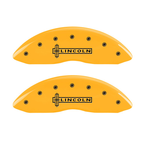 MGP 4 Caliper Covers Engraved Front Lincoln Engraved Rear Star logo Yellow finish black ch