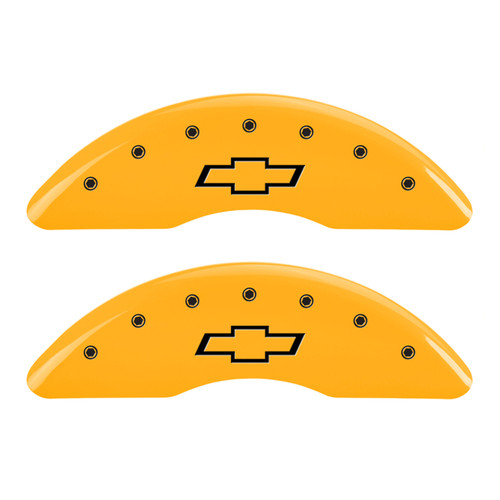 MGP 4 Caliper Covers Engraved Front & Rear Bowtie Yellow finish black ch