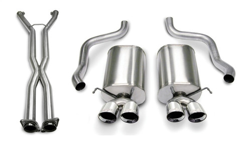 Corsa 06-08 Chevrolet Corvette C6 (A/T) 2.5in Sport Cat-Back Exhaust - 3.5in Black Twin Tips