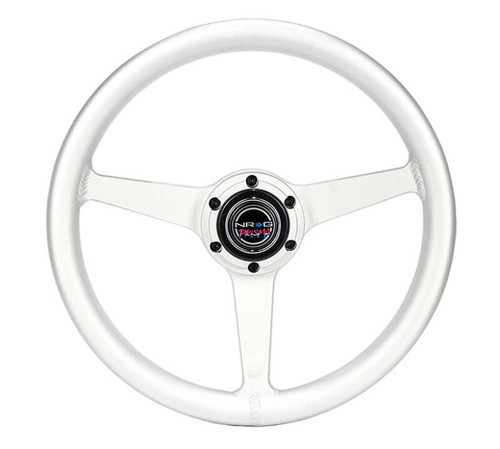 NRG Aluminum Steering Wheel 330mm - Heritage Solid Spoke - Ergonomic Grip - Anadized Silver