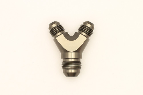 DeatschWerks 6AN Male Flare + 6AN Male Flare to 8AN Male Flare Y Block Fitting