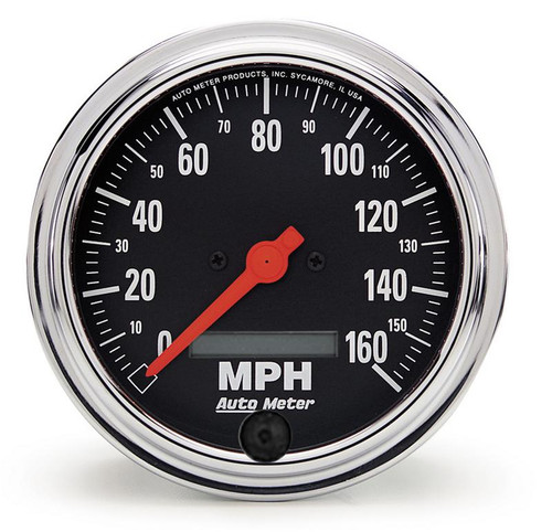 Autometer Traditional Chrome 3-3/8in 160 MPH Electric Speedometer w/ LCD Odometer