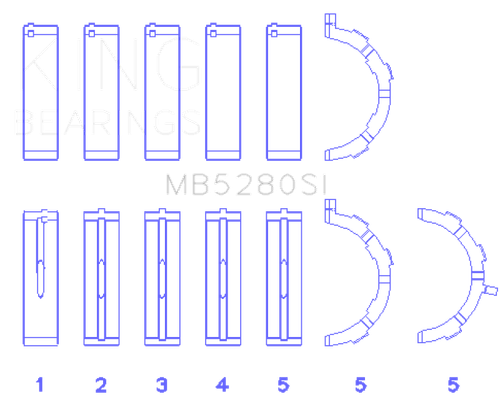 King Engine Bearings Ford 281CI/330CI 4.6L/5.4L V8 (Size +0.75) Main Bearing Set