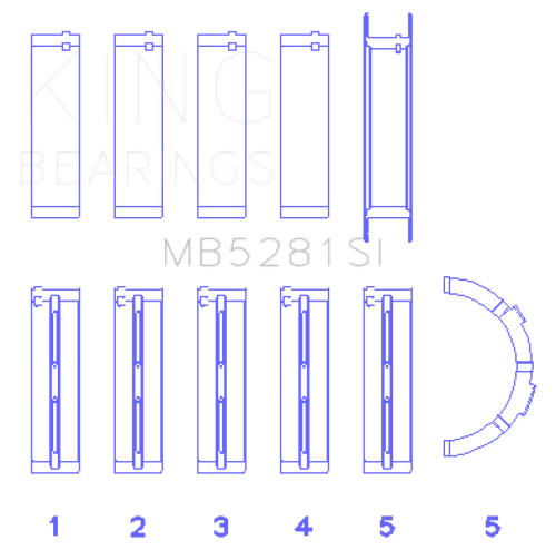 King Engine Bearings Ford 281CI 4.6L V8 (Size +0.75) Main Bearing Set