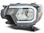 Raxiom 12-15 Toyota Tacoma Axial Series Headlights/Seq LED Bar- Black- Clear Lens