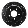 R1 97-07 Chrysler Town & Country Rear Left Drilled & Slotted Black Brake Rotor