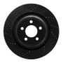 R1 05-23 Chrysler 300 Rear Left Drilled & Slotted Black Brake Rotor