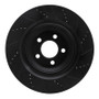 R1 05-23 Chrysler 300 Rear Left Drilled & Slotted Black Brake Rotor