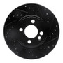 R1 07-15 Mini Cooper (Excl Clubman) Front Right Drilled & Slotted Black Brake Rotor