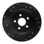 R1 03-10 Chrysler PT Cruiser Rear Right Drilled & Slotted Black Brake Rotor