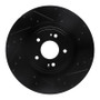 R1 18-22 Genesis G70 Front Right Drilled & Slotted Black Brake Rotor